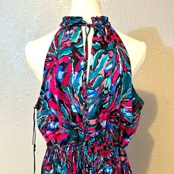 NEW Nicole Miller women’s printed high neck midi dress size L - Picture 6 of 12